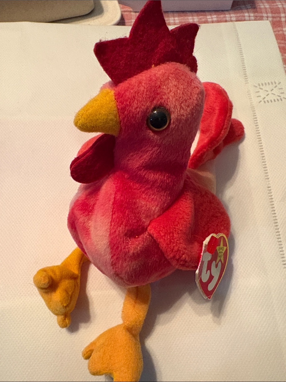 TY Beanie Baby Pink Rooster Plush “Strut”